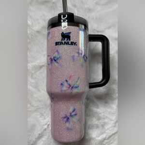 Custom Stanley Glitter Quencher with Pastel Bows 40 oz NWOT
